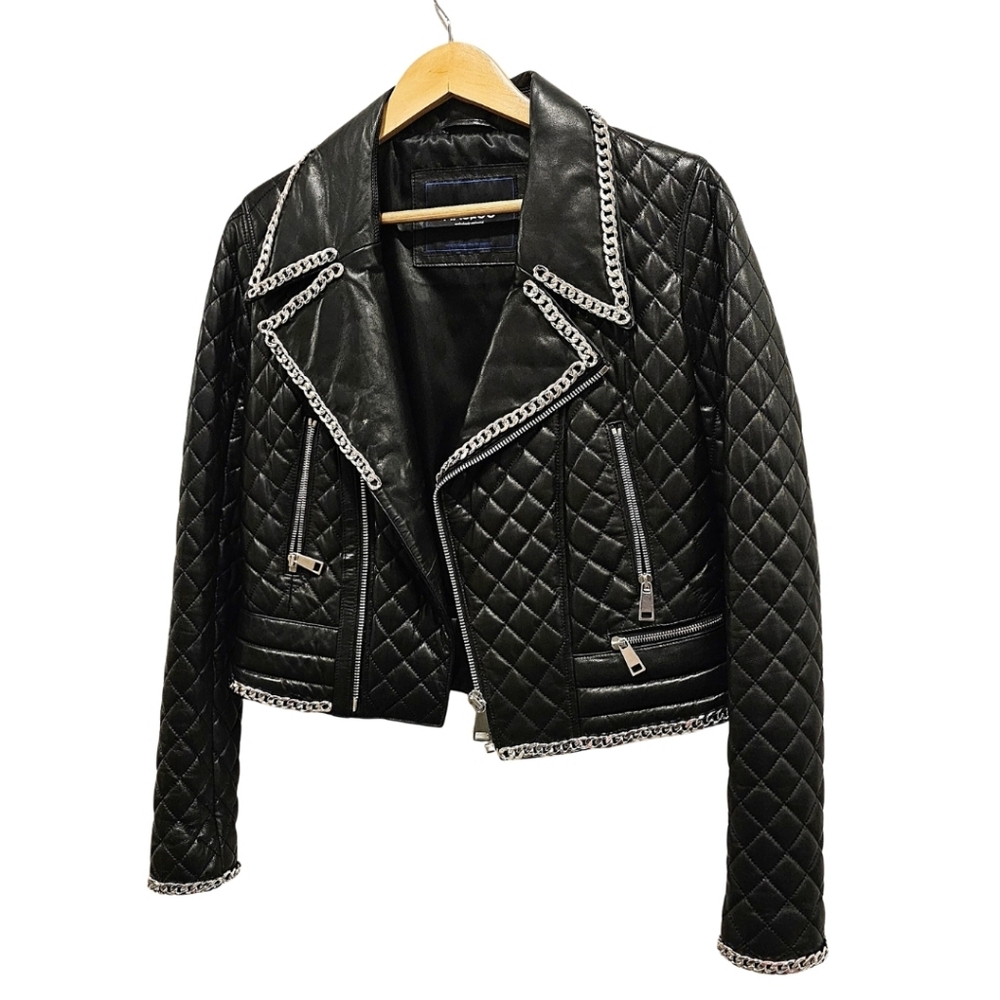 Maceoo Women's Limited Run Black Quilted Leather Jacket